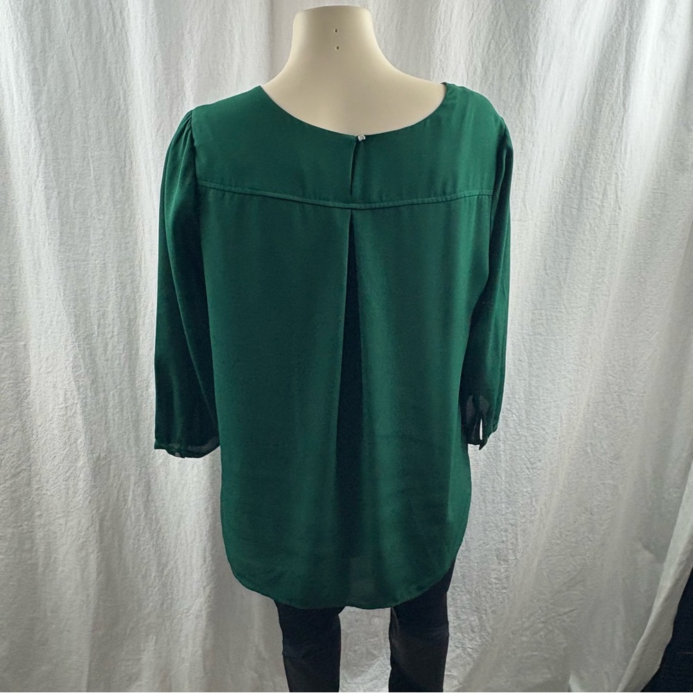 HD In Paris Anthropologie Green Dara Tee Laser Cut Blouse 10 - Picture 4 of 12
